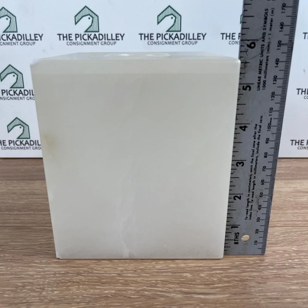 White Alabaster Stone Tissue Box Cover Square Cube Bathroom Decor Accessories